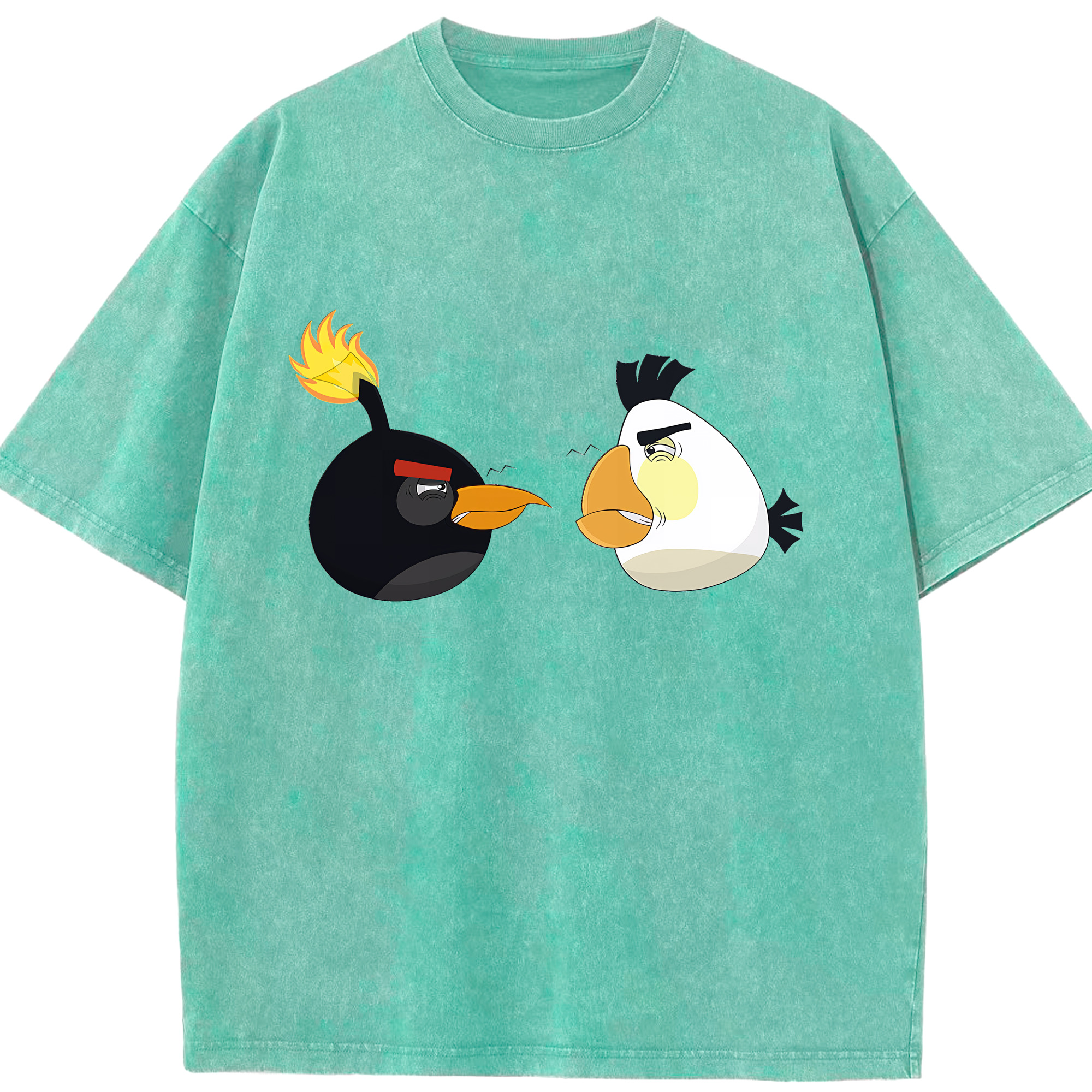 （画像用） Angry Birds アングリーバード 綿100% ヴィンテージ風 半袖Tシャツ（フロントプリント）
